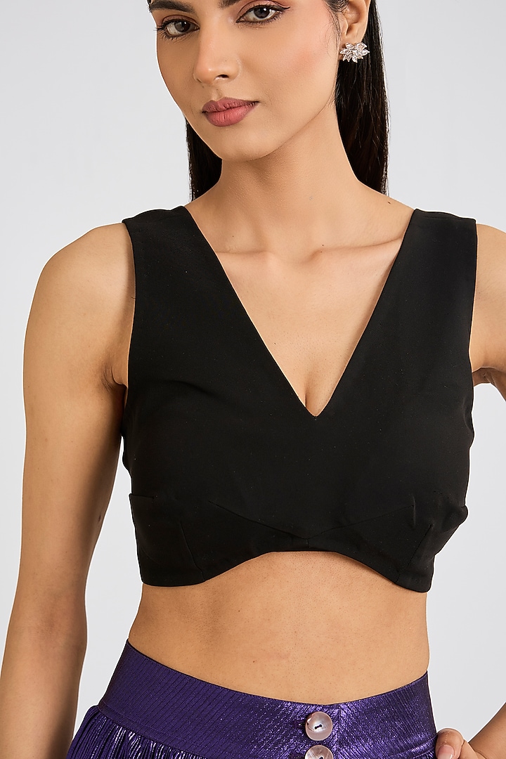Black Japanese Crepe Top by 431-88 By Shweta Kapur at Pernia's Pop Up Shop