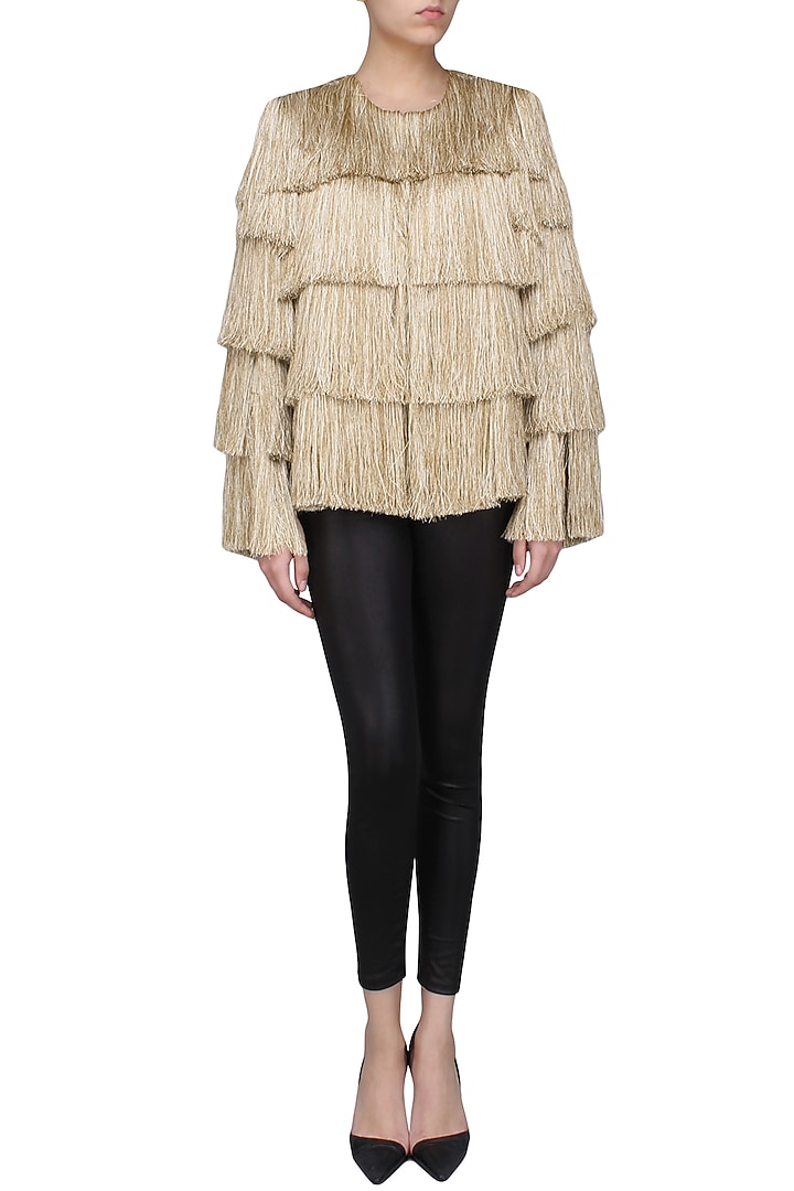 Gold layered fringe jacket available only at Pernia's Pop Up Shop.