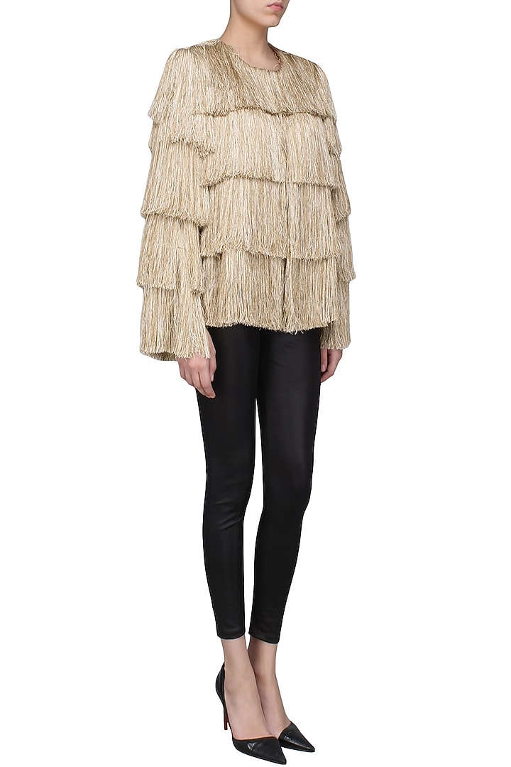 Gold layered fringe jacket available only at Pernia's Pop Up Shop.