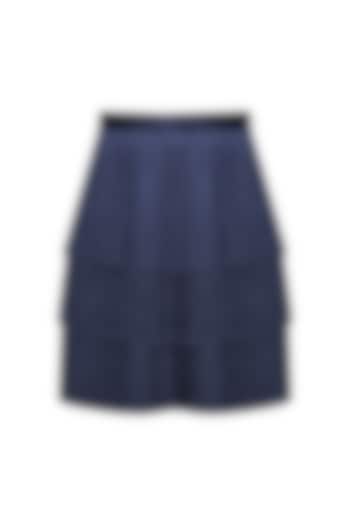 Navy blue layered fringe skirt available only at Pernia's Pop Up Shop.