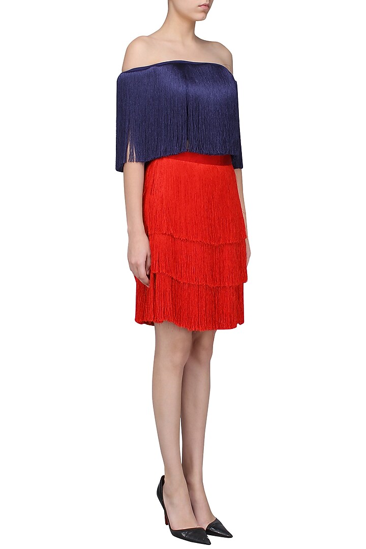 Red layered fringe skirt available only at Pernia's Pop Up Shop.