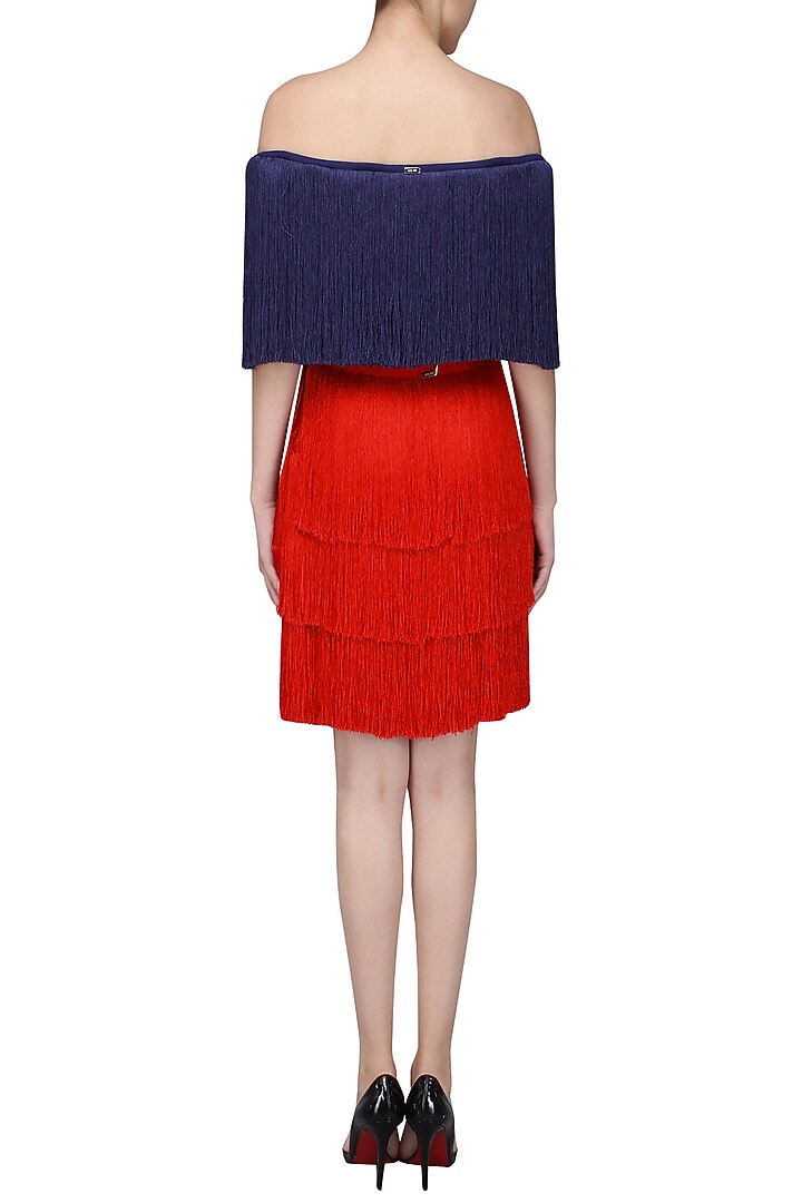 Red layered fringe skirt available only at Pernia's Pop Up Shop.