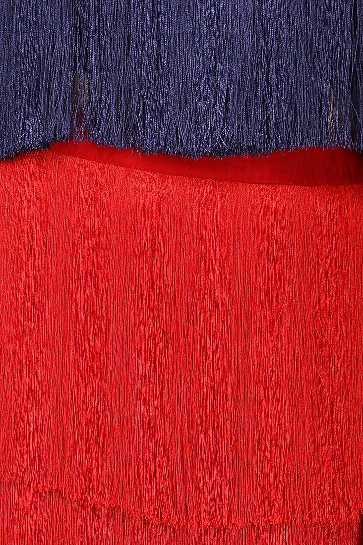 Red layered fringe skirt available only at Pernia's Pop Up Shop.