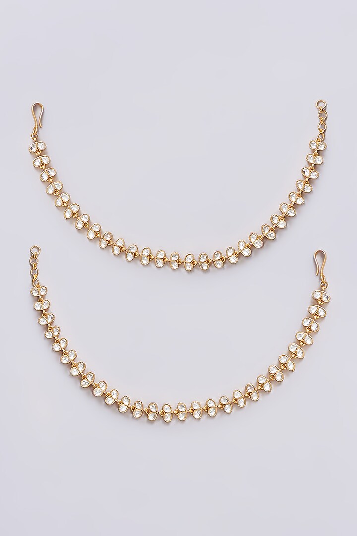 Gold Plated Jadau Kundan Polki Anklets (Set of 2) by Shlok Jewels at Pernia's Pop Up Shop