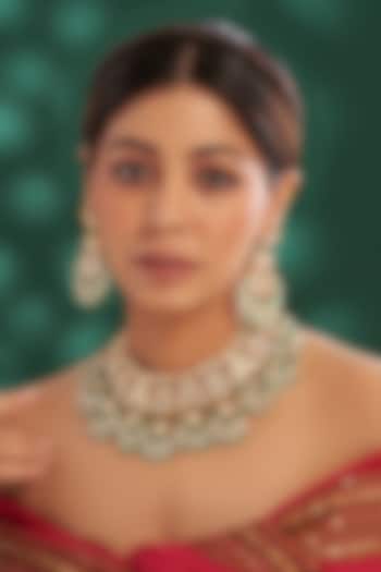 Gold Plated Kundan Polki & Semi-Precious Stone Necklace Set by Shlok Jewels at Pernia's Pop Up Shop