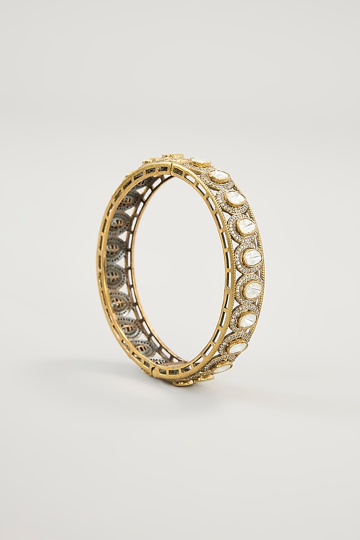 Gold Plated Jadau Kundan Polki Bangles (Set Of 2) by Shlok Jewels at Pernia's Pop Up Shop