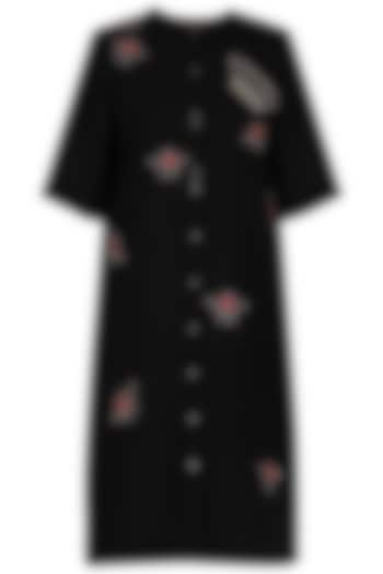 Black embroidered shift Vacation Dress by Shahin Mannan at Pernia's Pop Up Shop
