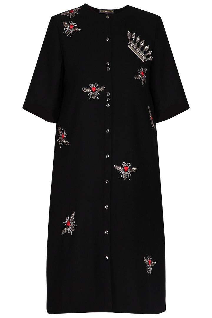 Black embroidered shift Vacation Dress by Shahin Mannan at Pernia's Pop Up Shop