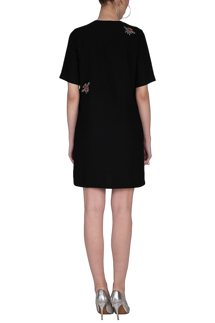 Black embroidered shift Vacation Dress by Shahin Mannan at Pernia's Pop Up Shop