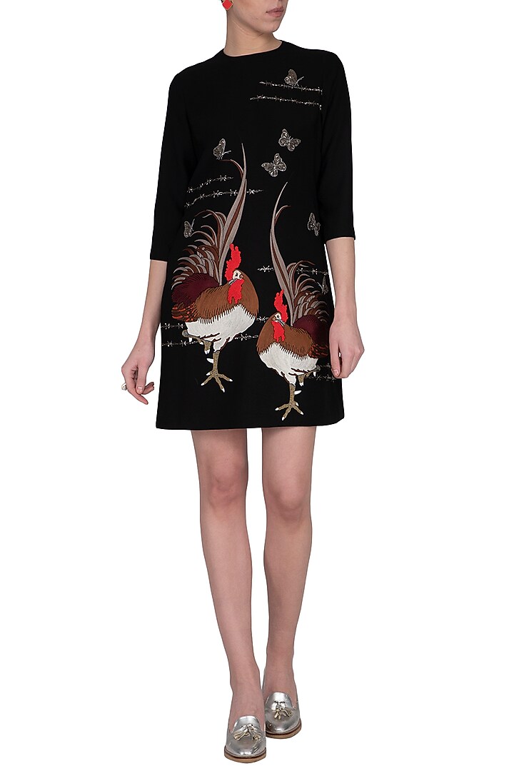 Black embroidered mini Cocktail Dress by Shahin Mannan at Pernia's Pop Up Shop