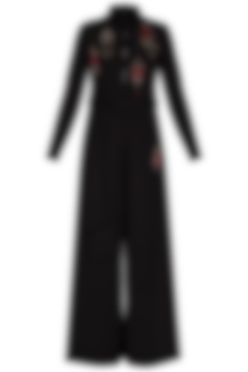 Black hanging lamp embroidered jumpsuit by Shahin Mannan at Pernia's Pop Up Shop