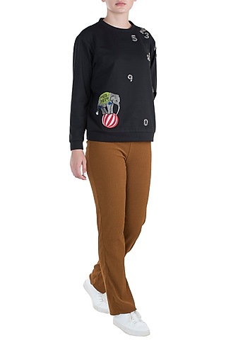 Black embroidered sweatshirt by SHAHIN MANNAN