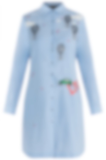 Light blue embroidered shirt dress available only at Pernia's Pop Up Shop.