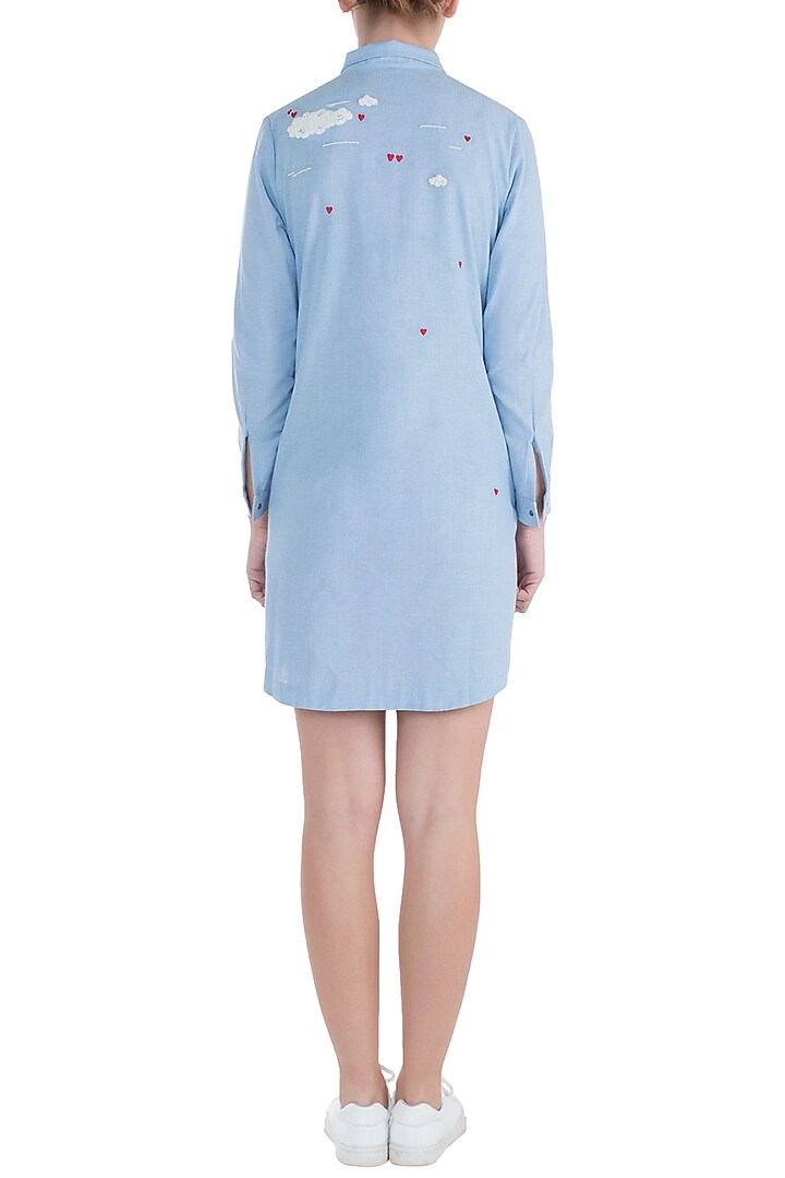 Light blue embroidered shirt dress available only at Pernia's Pop Up Shop.