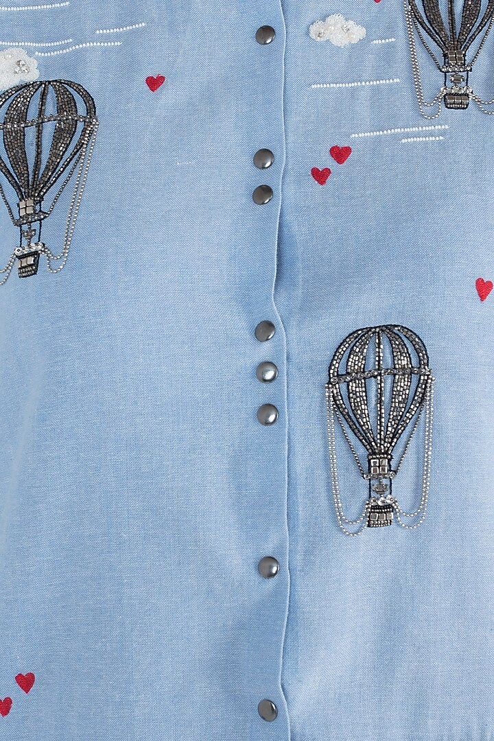 Light blue embroidered shirt dress available only at Pernia's Pop Up Shop.