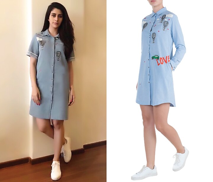 Light blue embroidered shirt dress available only at Pernia's Pop Up Shop.