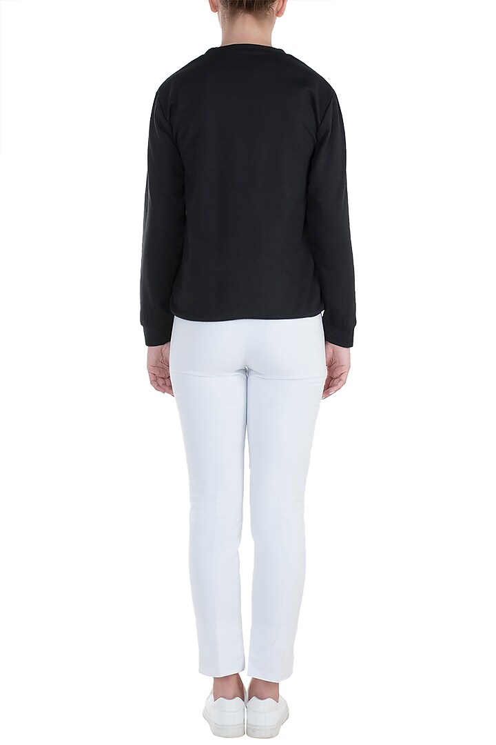 Black embroidered rainbow sweatshirt available only at Pernia's Pop Up Shop.