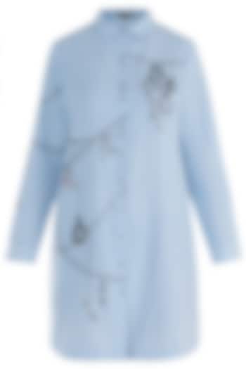 Light blue embroidered pocket shirt dress available only at Pernia's Pop Up Shop.