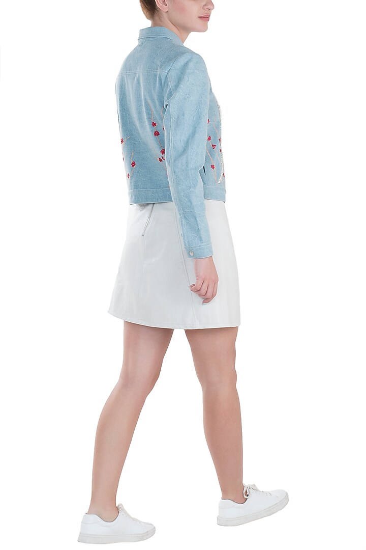 Light blue embroidered denim jacket available only at Pernia's Pop Up Shop.