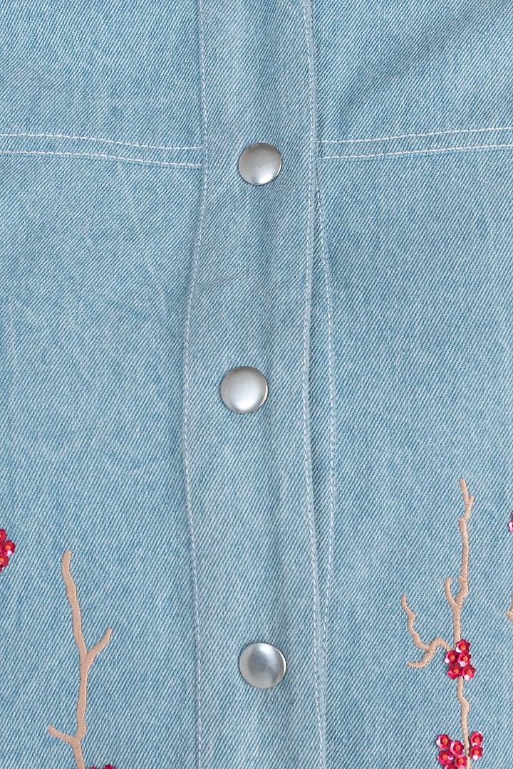 Light blue embroidered denim jacket available only at Pernia's Pop Up Shop.