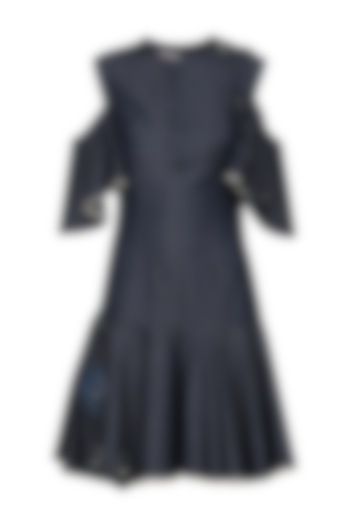 Blue Cold Shoulder Dress by Shian