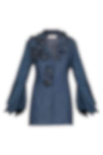 Blue Embellished Jacket by Shian