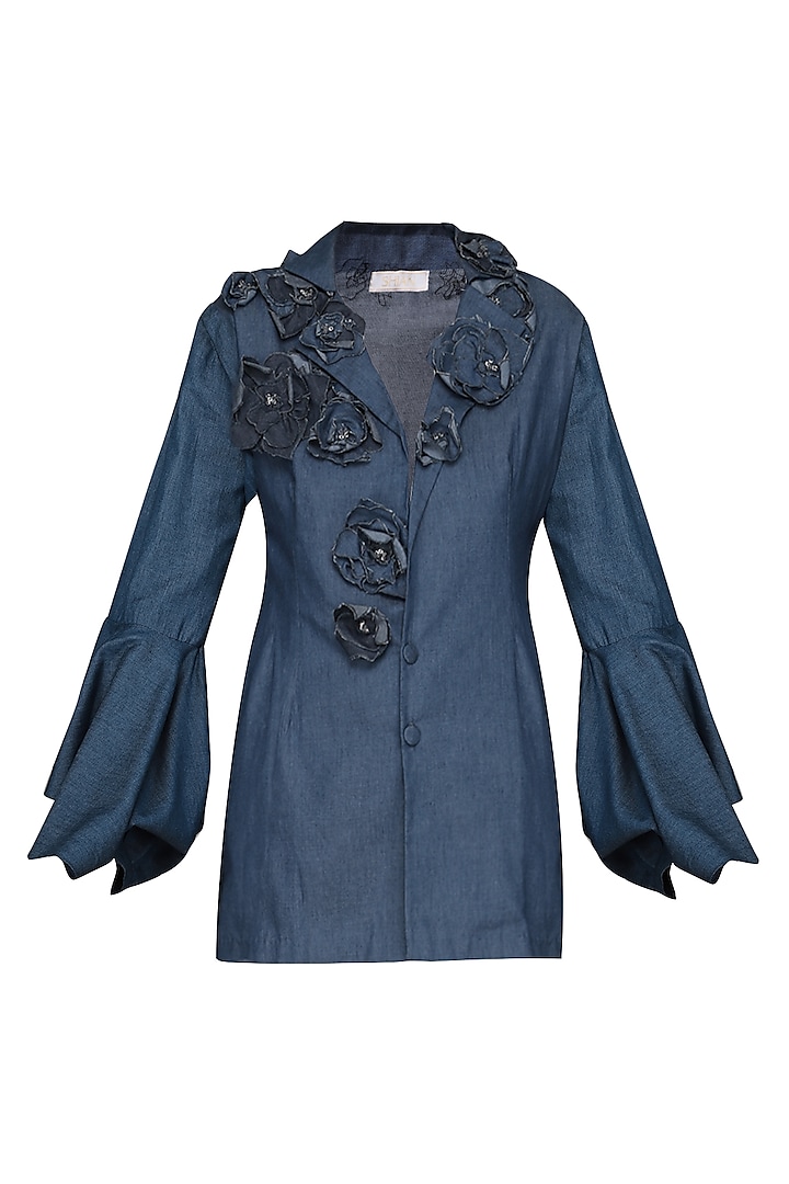 Blue Embellished Jacket by Shian