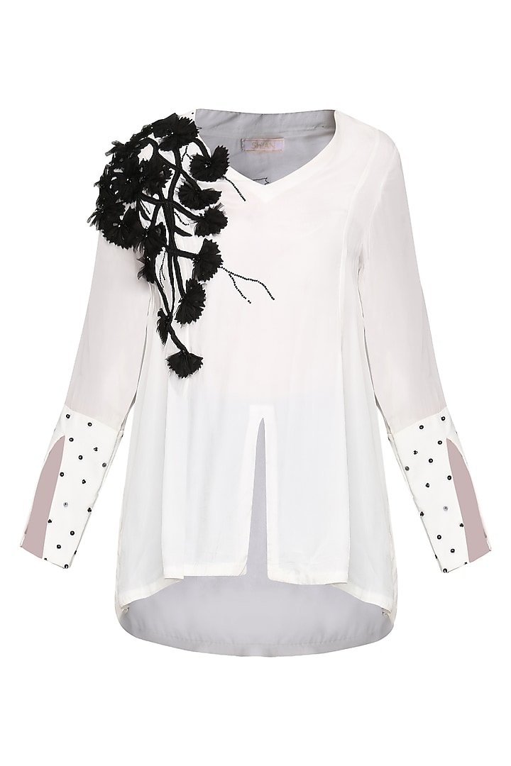 White Embellished Blouse by Shian