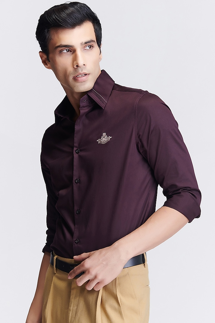 Plum Giza Cotton Shirt by S&N by Shantnu Nikhil Men at Pernia's Pop Up Shop