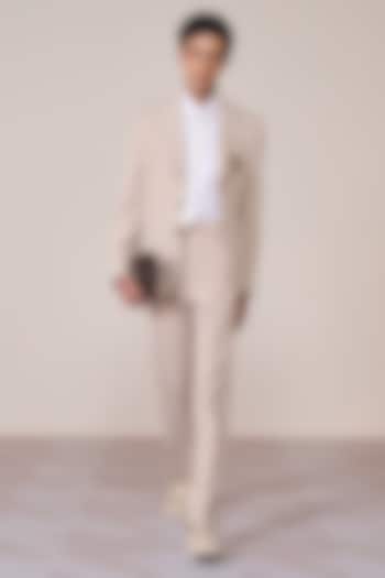 Ecru Rayon Suiting Blend Jacket by S&N by Shantnu Nikhil Men