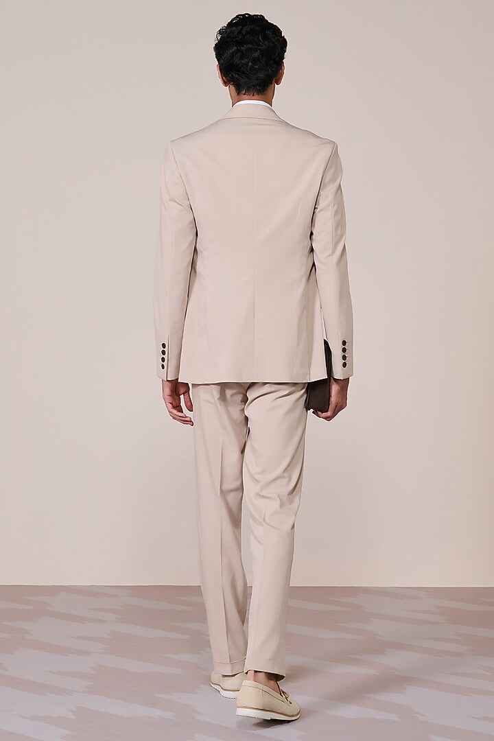 Ecru Rayon Suiting Blend Jacket by S&N by Shantnu Nikhil Men at Pernia's Pop Up Shop