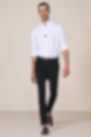 Black Poly Blend Viscose Lycra Trousers by S&N by Shantnu Nikhil Men at Pernia's Pop Up Shop