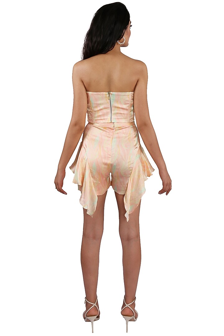 Peach Printed Corset Top by Shivani Nirupam at Pernia's Pop Up Shop