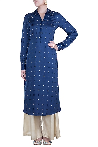 Blue Embroidered Tunic by Shilpa Reddy