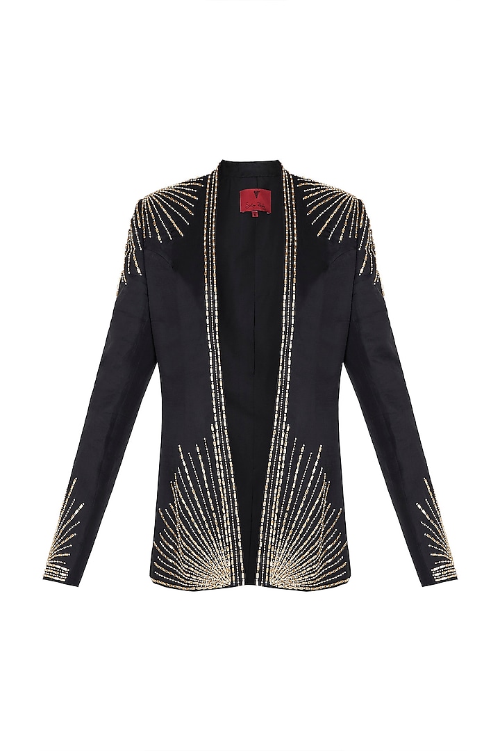Black Embroidered Jacket by Shilpa Reddy
