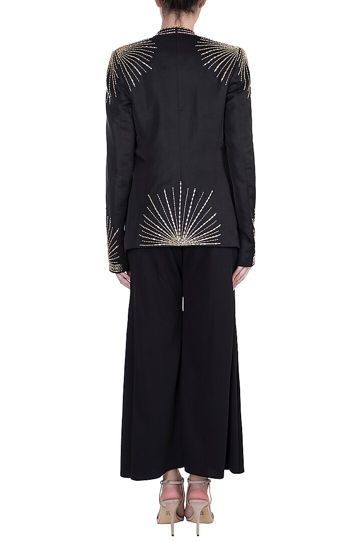 Black Embroidered Jacket by Shilpa Reddy at Pernia's Pop Up Shop