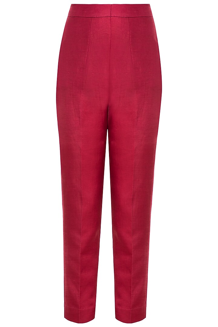 Red Embroidered Tailcoat Tunic With Pants by Shilpa Reddy at Pernia's Pop Up Shop