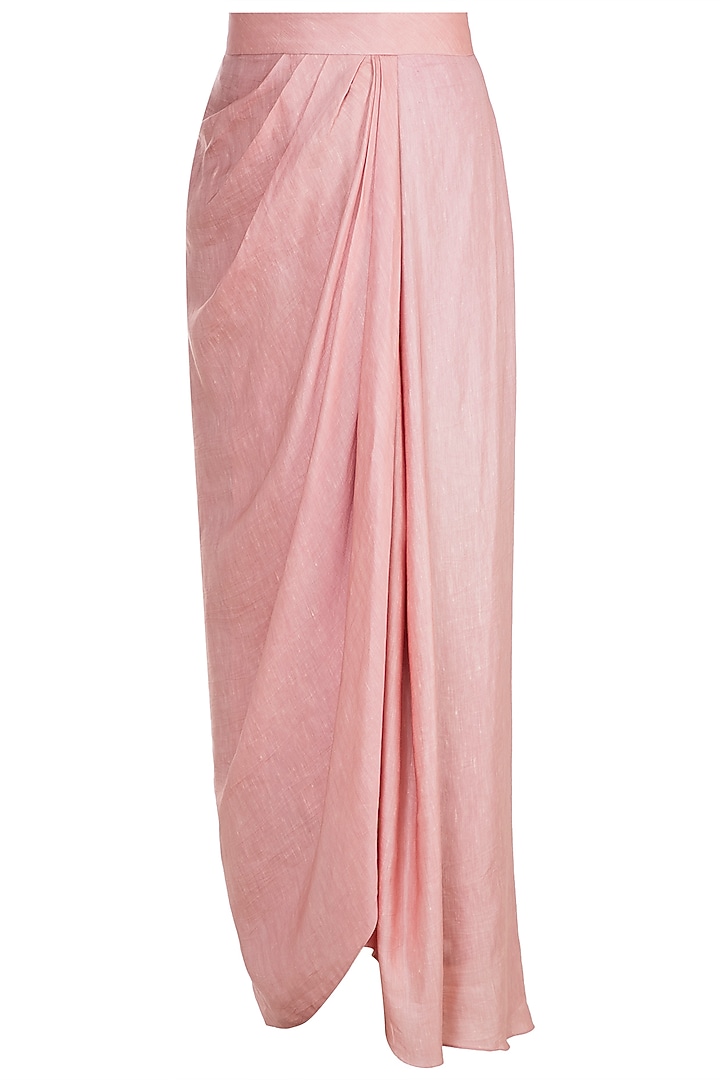 Peach Embroidered Top With Drape Skirt & Dupatta by Shilpa Reddy at Pernia's Pop Up Shop