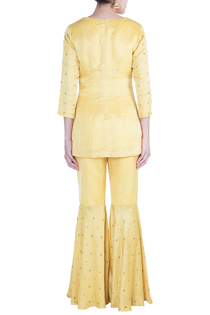 Yellow Embroidered Party Wear Sharara Set by Shilpa Reddy at Pernia's Pop Up Shop