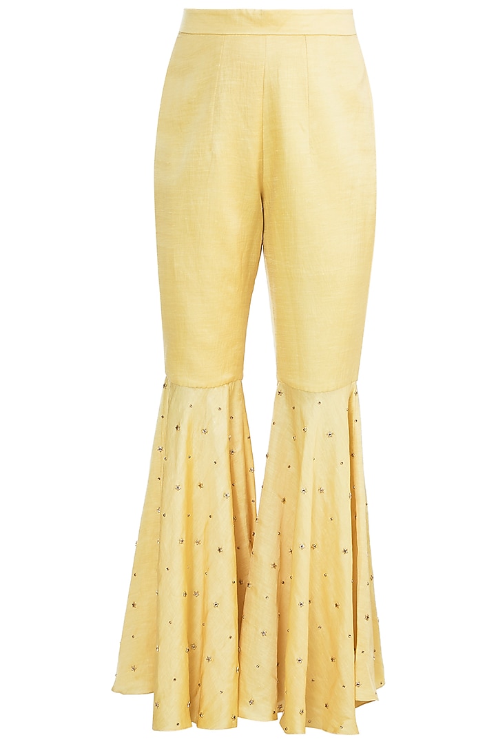 Yellow Embroidered Party Wear Sharara Set by Shilpa Reddy at Pernia's Pop Up Shop