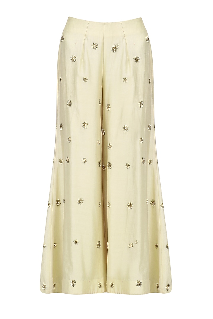 Off white embroidered top with palazzo pants and cape set available only at Pernia's Pop Up Shop.