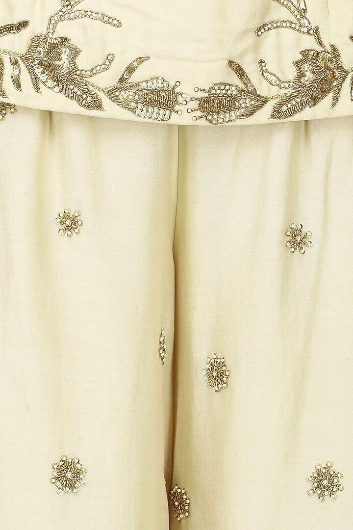 Off white embroidered top with palazzo pants and cape set available only at Pernia's Pop Up Shop.