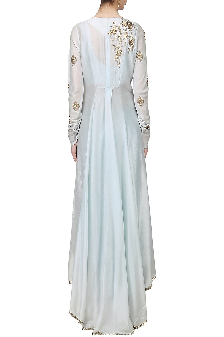Dust blue embroidered tunic with palazzo pants set available only at Pernia's Pop Up Shop.