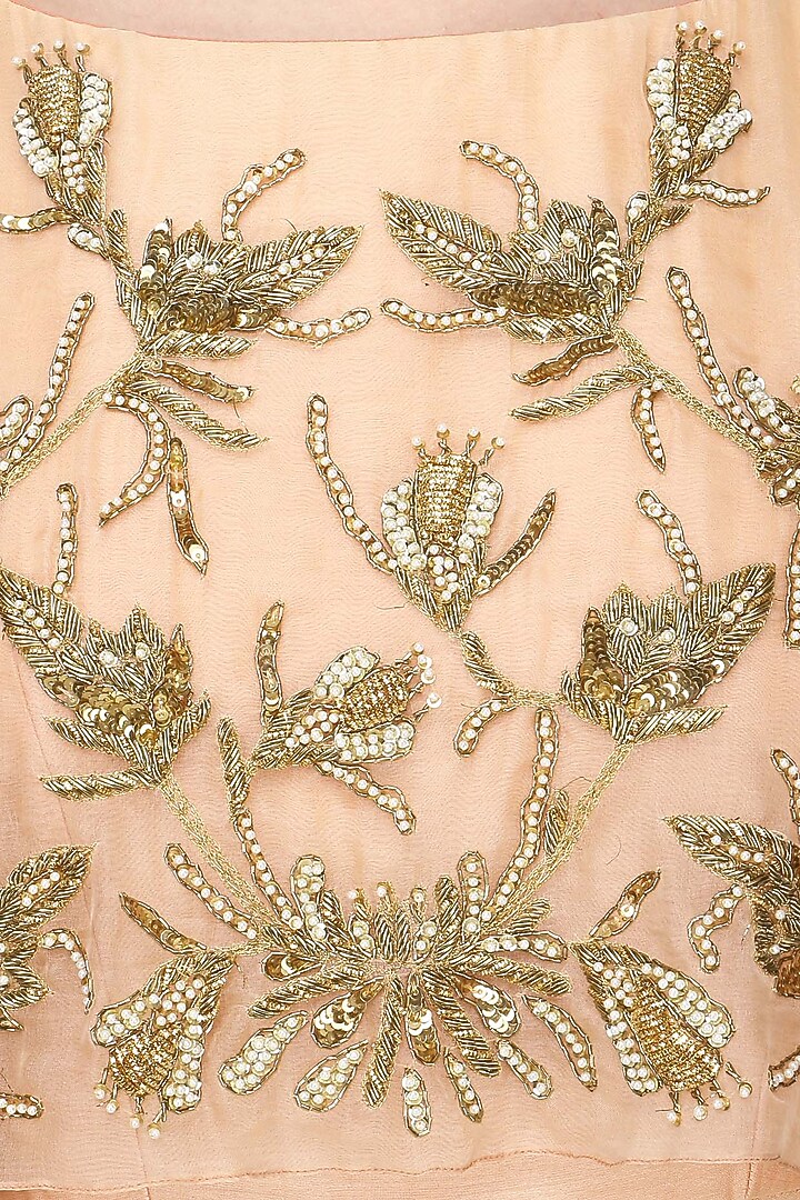 Peach paisley embroidered cape anarkali set available only at Pernia's Pop Up Shop.