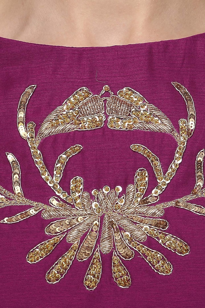 Magenta embroidered lehenga set available only at Pernia's Pop Up Shop.