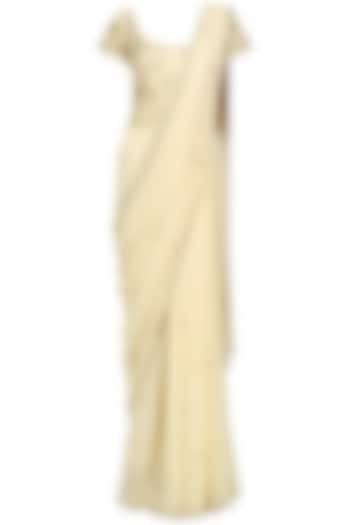 Champagne embroidered saree gown available only at Pernia's Pop Up Shop.