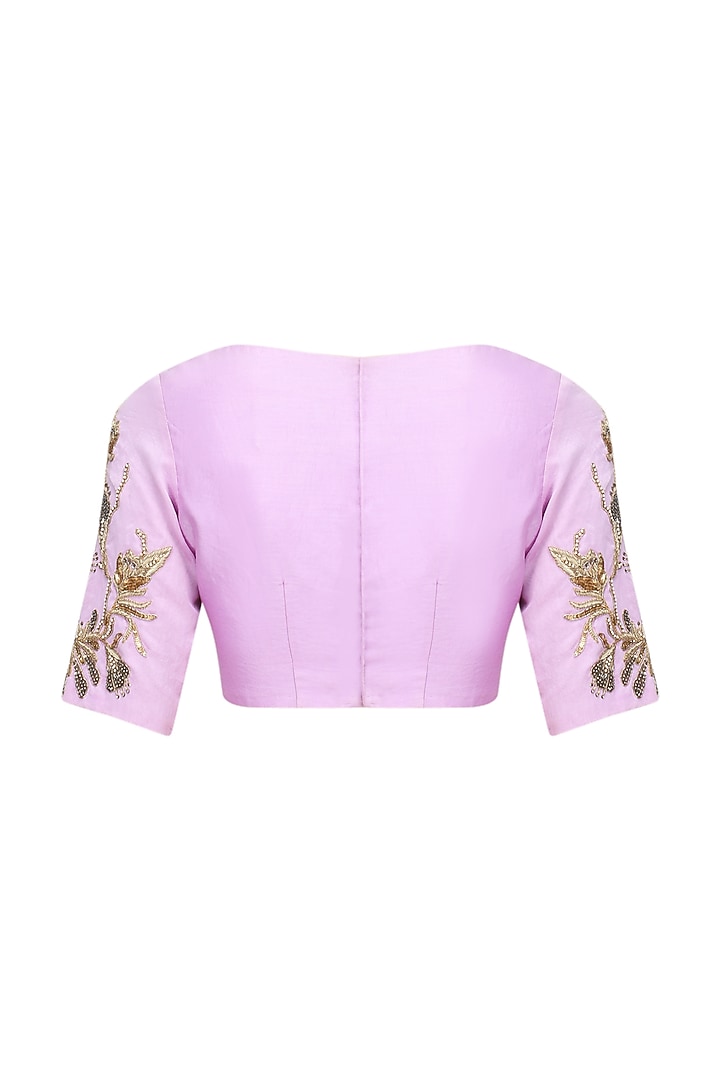Rose pink and lavender embroidered saree available only at Pernia's Pop Up Shop.