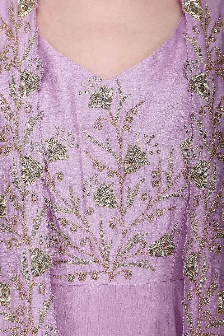 Lavender embroidered front open jacket with gown available only at Pernia's Pop Up Shop.