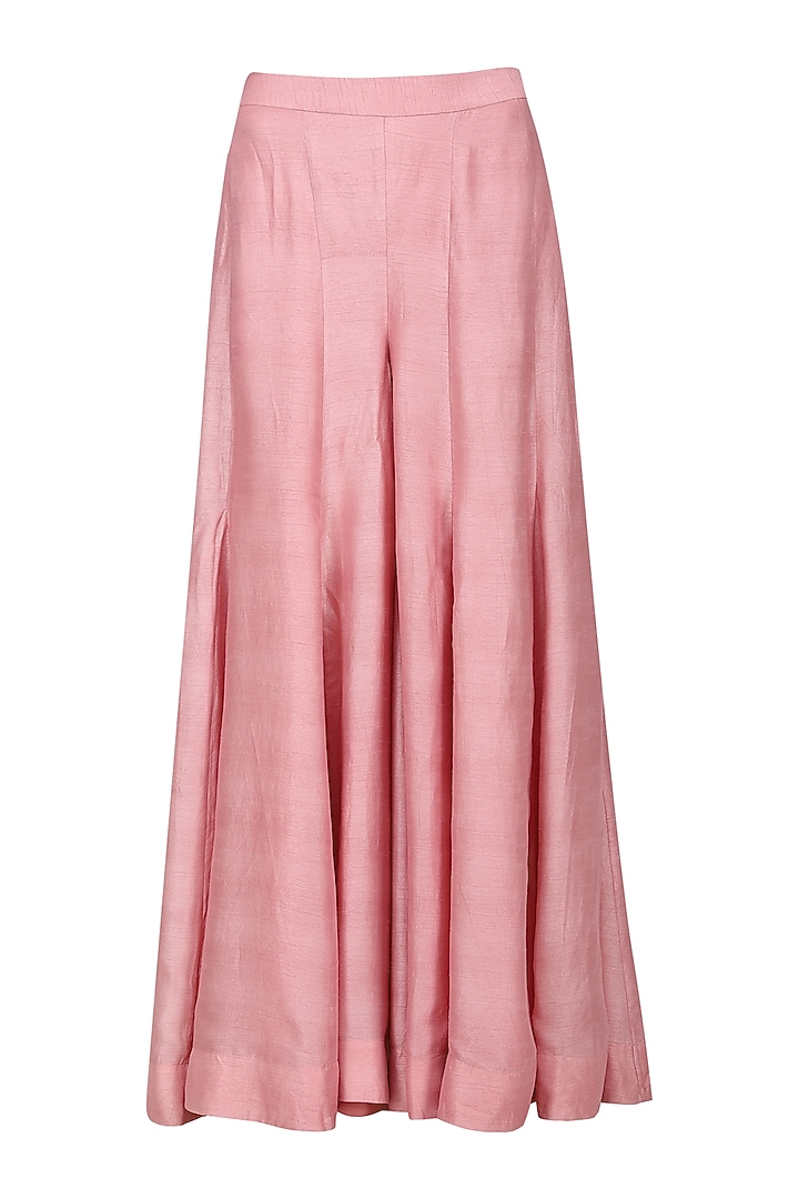 Lavender asymmetrical embroidered cape with pink top and flare pants available only at Pernia's Pop Up Shop.