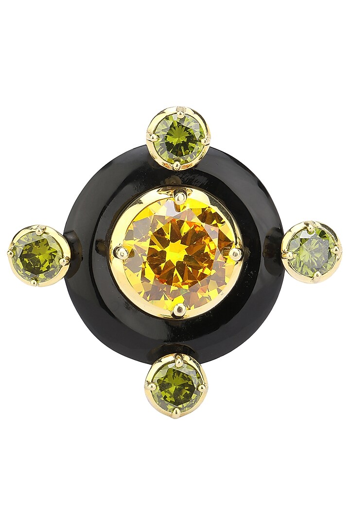 Gold plated black onyx, yellow and green cubic zirconia stones bangle available only at Pernia's Pop Up Shop.